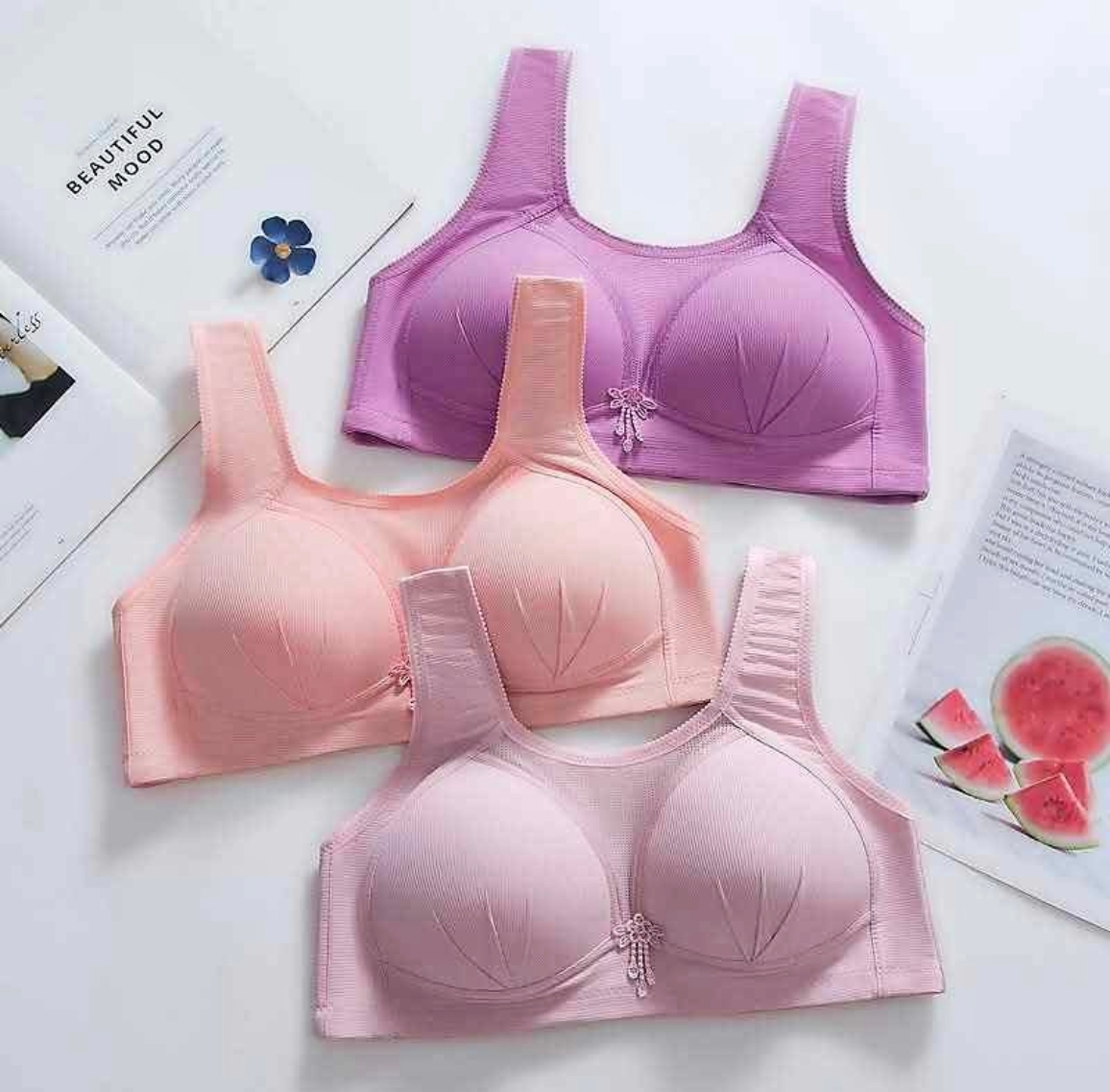 Women's Lace Bra & Panty Set - Wire-Free, Padded, and Comfortable