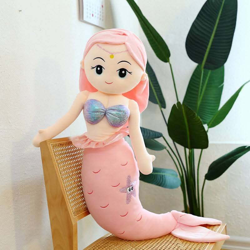 Kawaii Mermaid Plush Toys Beautiful Big Pink Mermaid Fish Soft Pillow Dolls Stuffed Toy for Kids Girls Baby Birthday Gifts Decor