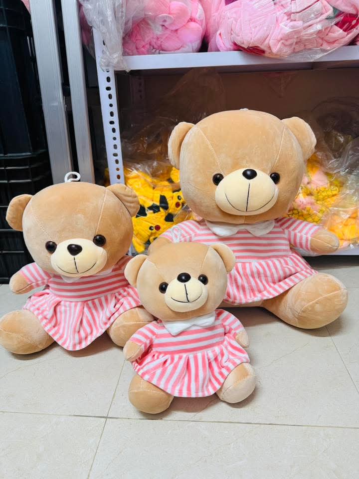 Striped skirt tie bear plush toy birthday gift