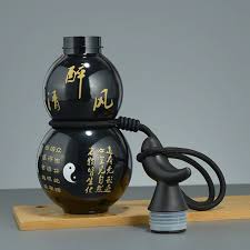 Gourd Water Bottle, Fashionable Drinking Water Bottle, Classic Gourd Water Bottle of Ancient Chinese Heroes Black